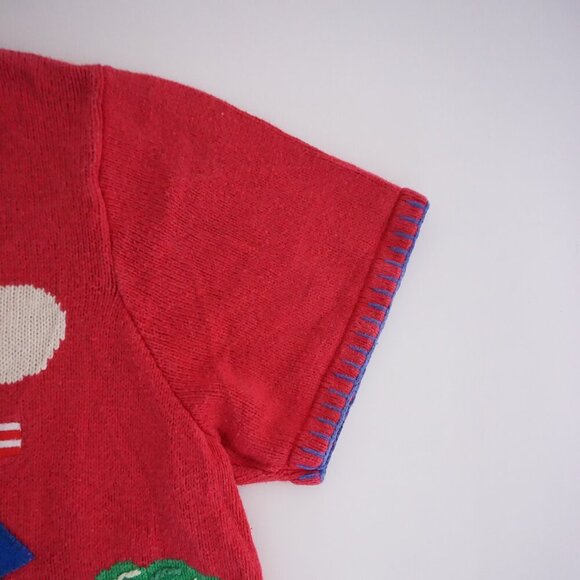 Vintage Quacker Factory Red Knit Nautical Lighthouse Cotton Crew Sweater 1X - Picture 9 of 9